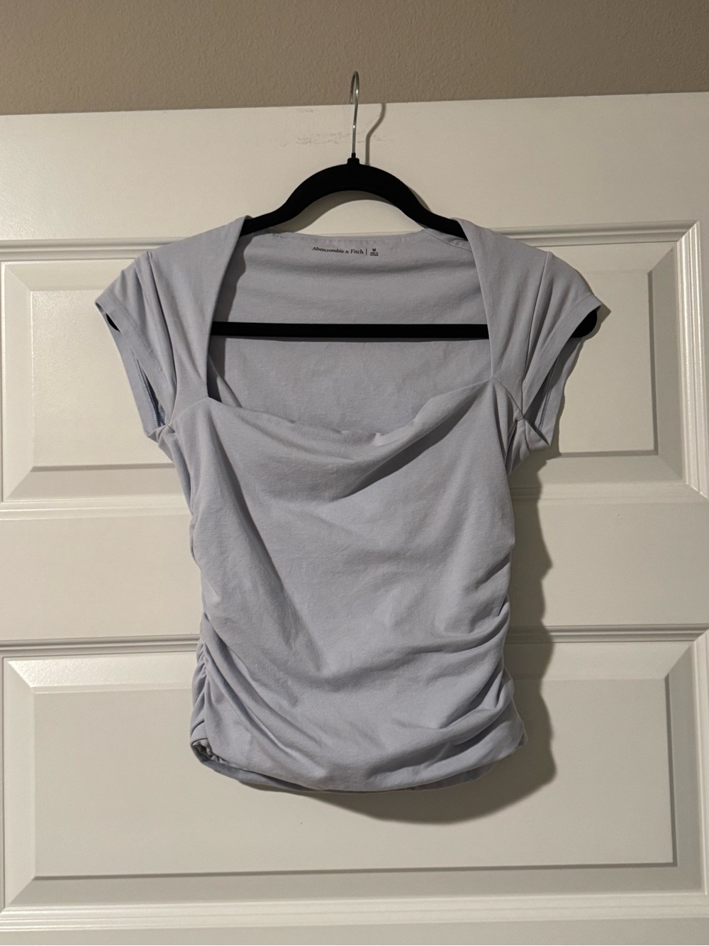Abercrombie & Fitch Light Blue Ruched Cap-Sleeve Top